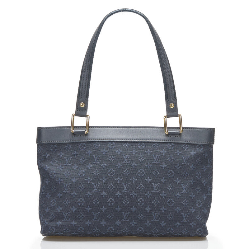 Louis Vuitton Monogram Mini Lucile PM Handbag Tote Bag Navy Canvas Leather