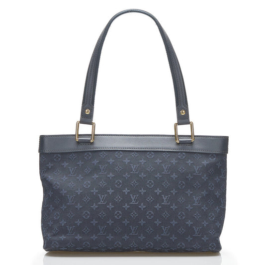 Louis Vuitton Monogram Mini Lucile PM Handbag Tote Bag Navy Canvas Leather