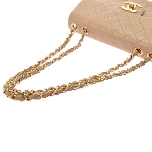Chanel Matelasse Big Matelasse W Chain Beige/Gold Hardware Lambskin Shoulder Bag