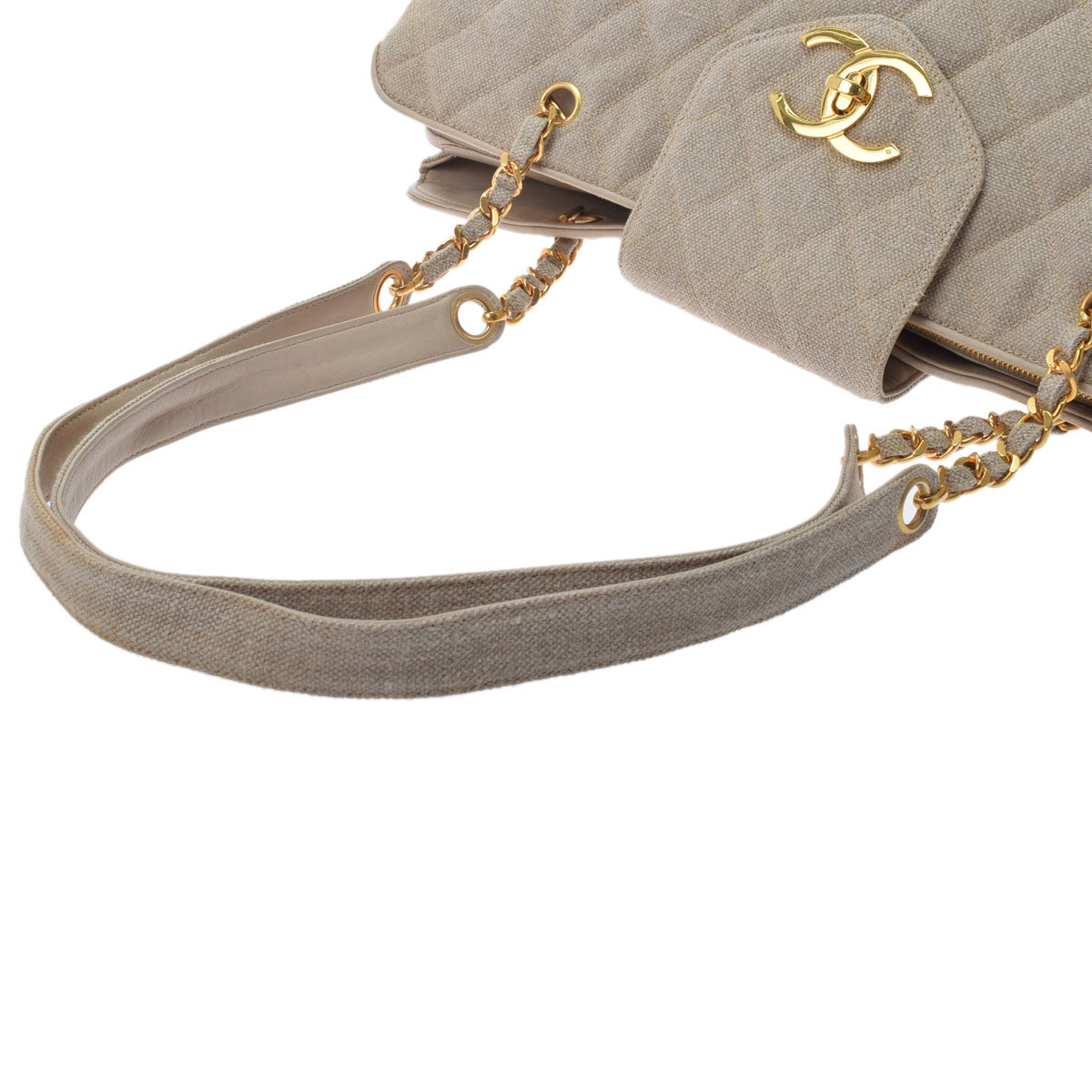 Chanel Super Model Bag Chain Beige/Gold Hardware Cotton Shoulder Bag