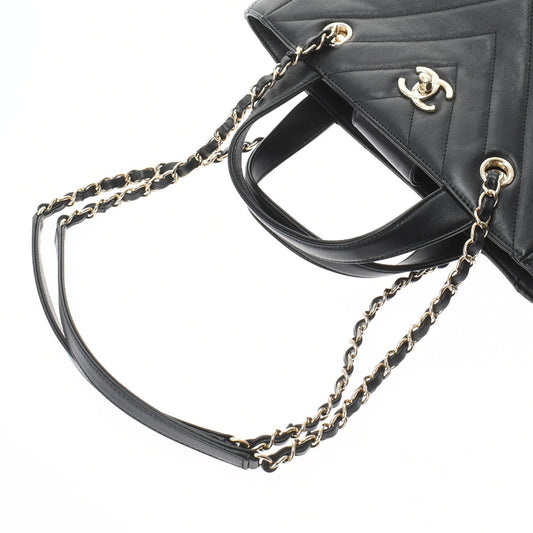 Chanel Stitch Small Shopping Bag Black/gold Hardware Calfskin Handbag