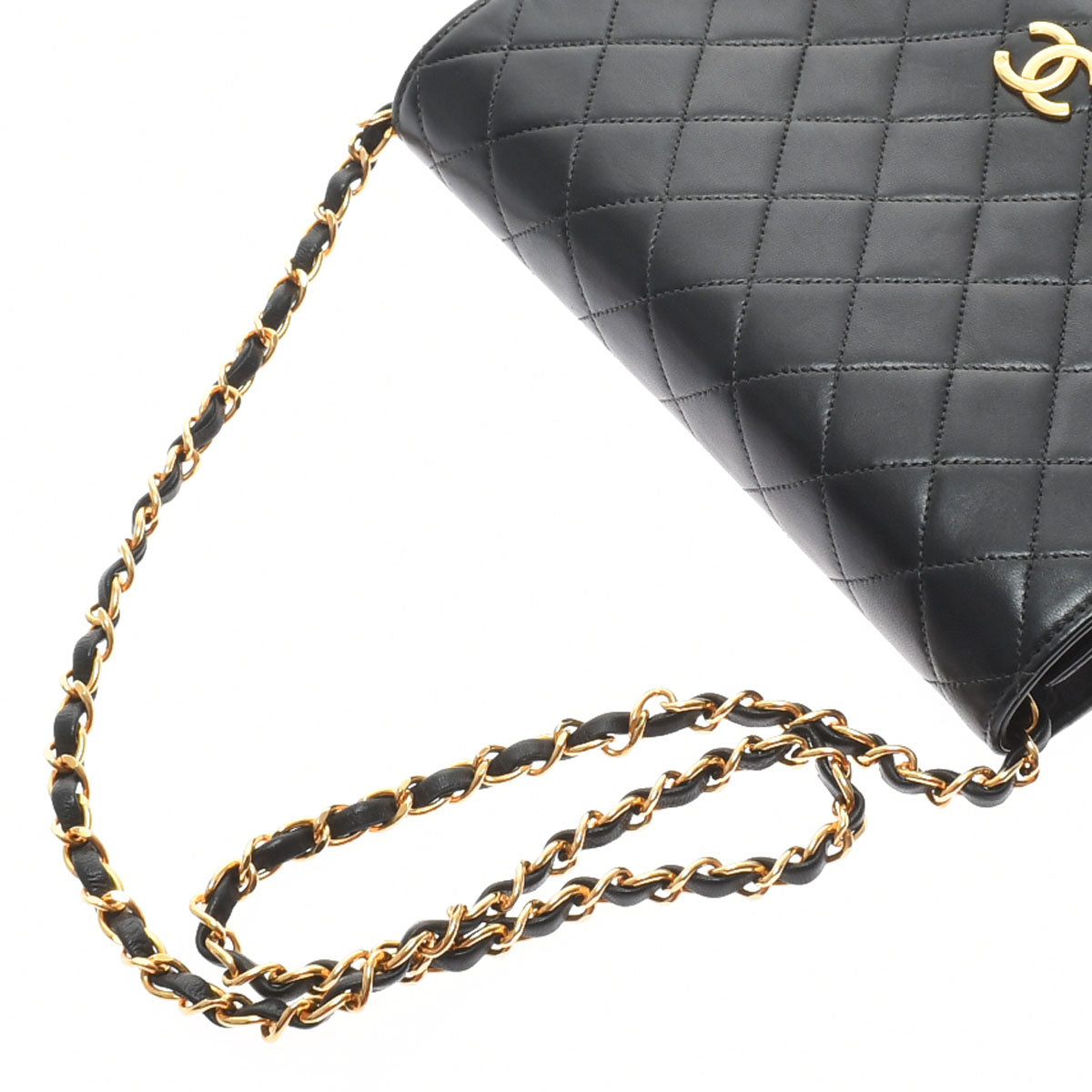 Chanel Matelasse Full Flap Push Lock Chain Gold Hardware Lambskin Shoulder Bag