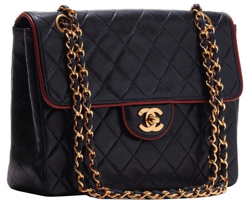 Chanel Matelasse Turn Lock Bicolor Single Flap Chain Shoulder Lambskin