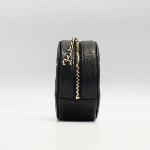 Chanel Matelasse Round Chain Pouch Shoulder Bag Black