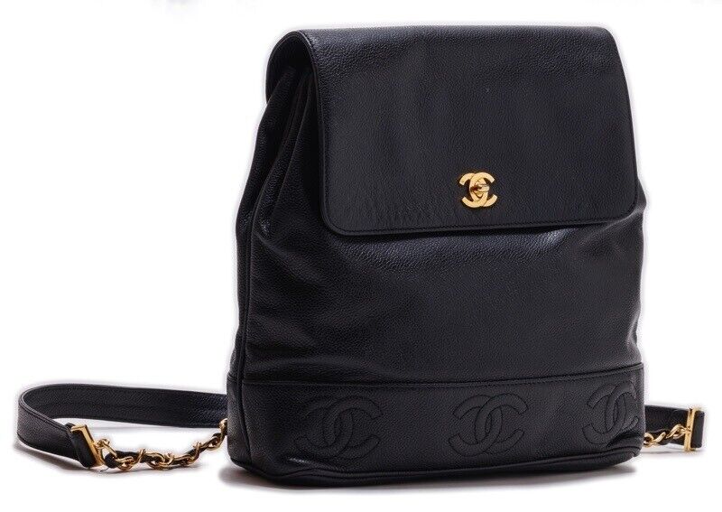 Chanel Triple Coco Turn Lock Chain Caviar Skin Black