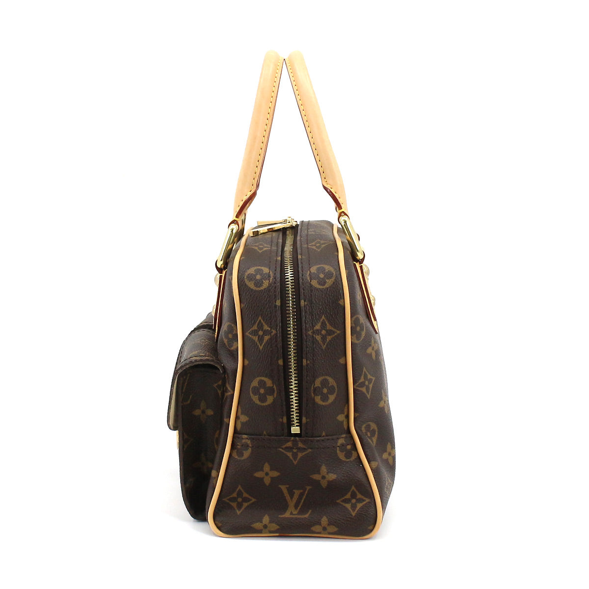Louis Vuitton Monogram Manhattan PM Handbag Brown Gold Hardware