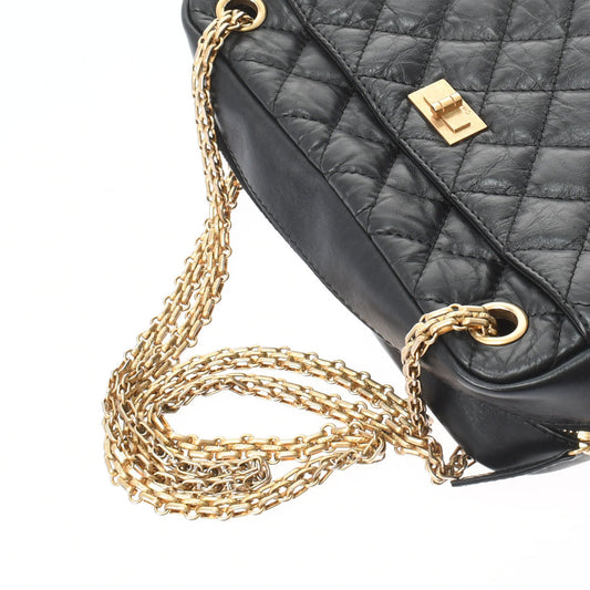 Chanel Chain Shoulder Bag Black Gold Hardware Aged Calfskin Shoulder Bag