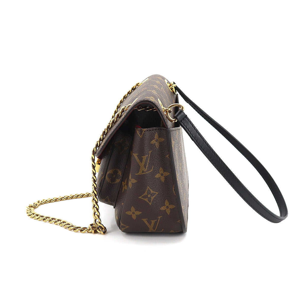 Louis Vuitton Monogram Passy Chain Shoulder Bag Brown Black