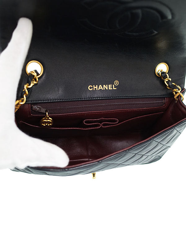 Chanel Matelasse Lambskin Black Chain Shoulder Bag