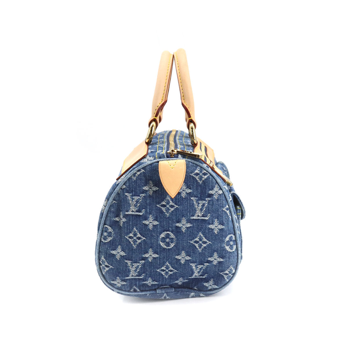 Louis Vuitton Monogram Denim Neo Speedy Hand Bag Canvas Leather Blue