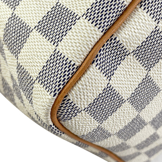 Louis Vuitton Speedy 30 Boston Bag Handbag Damier Azur White