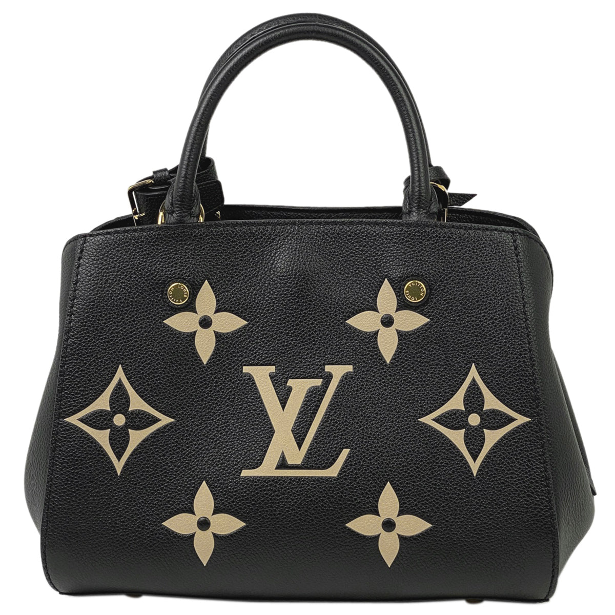 Louis Vuitton Montaigne BB Shoulder Bag Bicolor Monogram Implant Noir Beige
