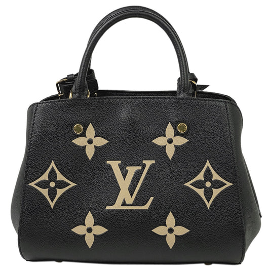 Louis Vuitton Montaigne BB Shoulder Bag Bicolor Monogram Implant Noir Beige
