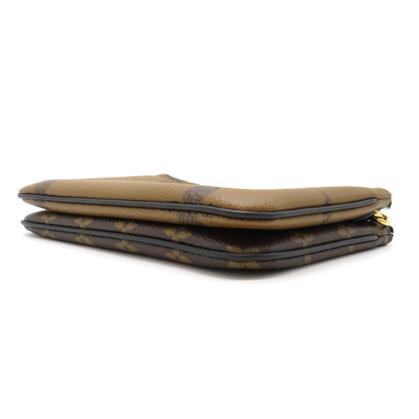 Louis Vuitton Shoulder Bag Pochette Double Zip Monogram Brown Wallet Gold Metal Fittings