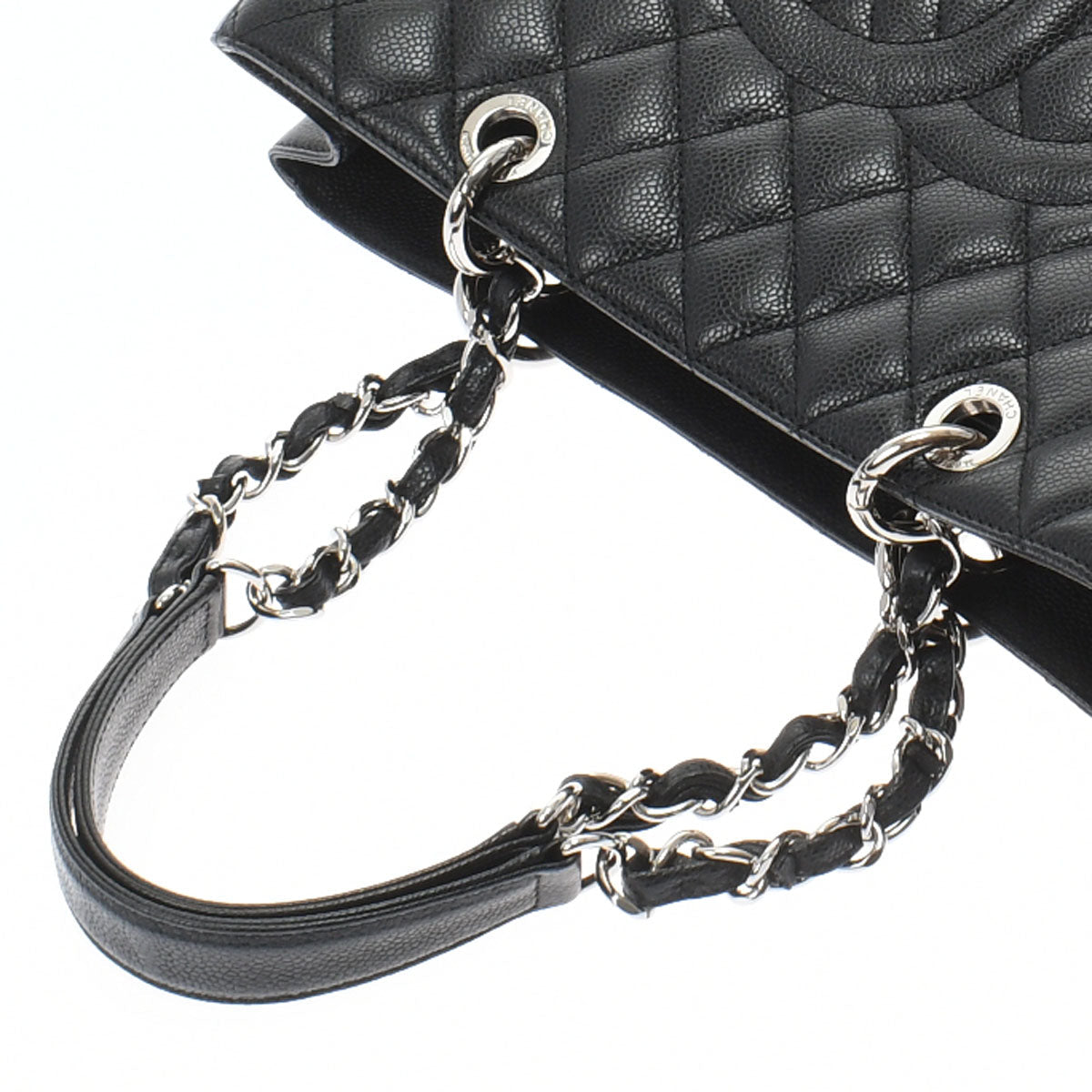 Chanel Matelasse Gst Black Silver Hardware Caviar Skin Tote Bag