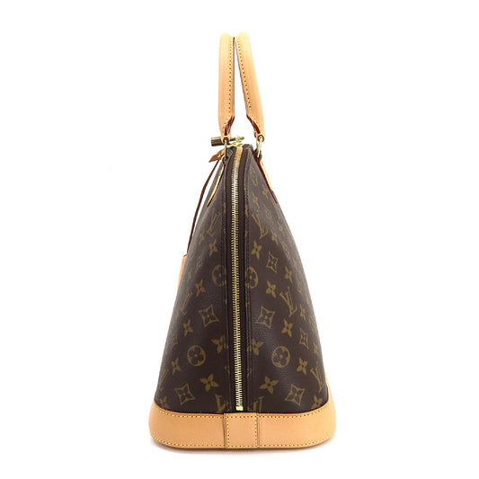 Louis Vuitton Monogram Alma GM Hand Bag Brown Gold Metal Fittings