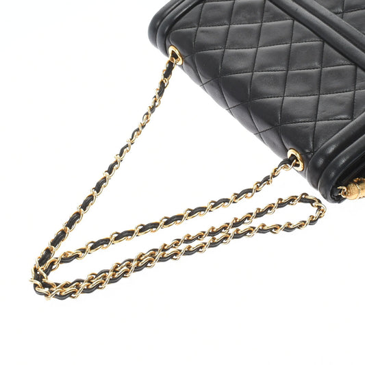 Chanel Matelasse Fringe Chain Shoulder Black Gold Hardware Lambskin Shoulder Bag