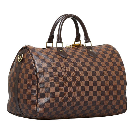 Louis Vuitton Damier Speedy 35 Bandouliere Ebene Brown Leather