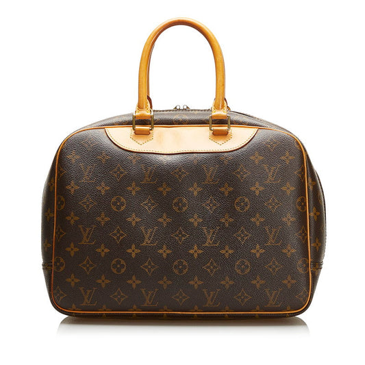 Louis Vuitton Monogram Deauville Handbag Brown PVC Leather