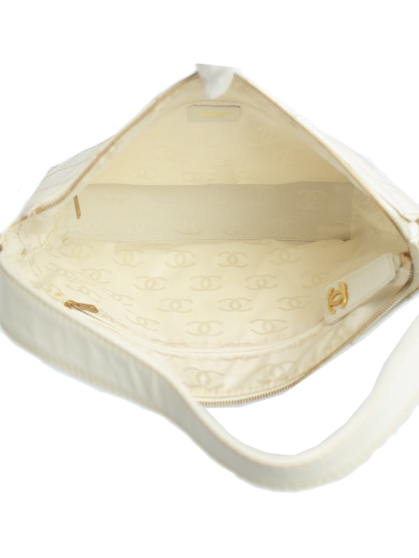 Chanel White Leather Wild Stitch Semi-Shoulder Bag