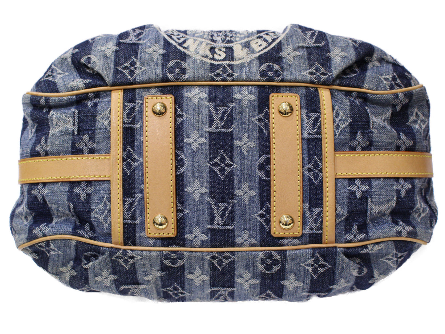 Louis Vuitton Porte Epaule Raye MM Striped Monogram Denim Blue Shoulder Bag