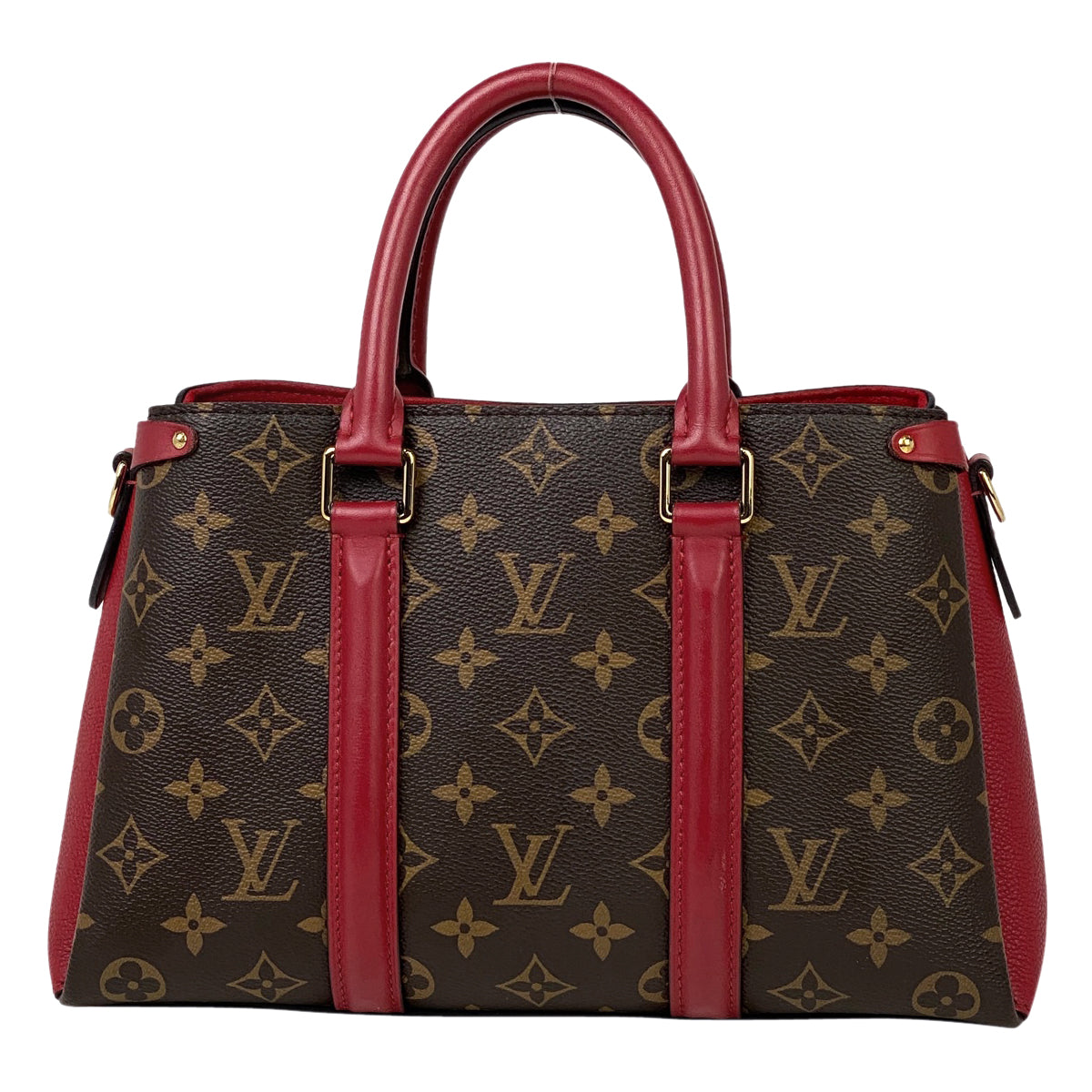 Louis Vuitton Soufflot NV BB 2 Way Shoulder Bag Handbag Monogram Brown Suise Red