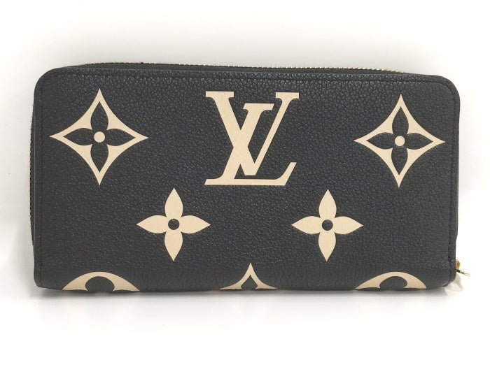 Louis Vuitton Zippy Wallet Round Zipper Long Wallet Monogram Amplant Black Beige