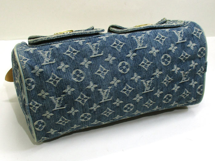 Louis Vuitton Neo Speedy Handbag Mini Boston Bag Monogram Denim Blue