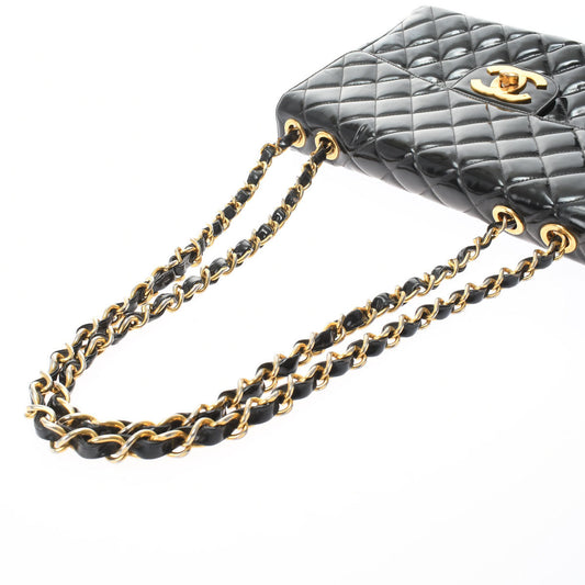 Chanel Big Matelasse Chain Shoulder 30cm Black/gold Hardware Patent Calf Shoulder Bag