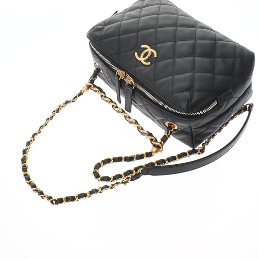 Chanel Matelasse Bowling Bag Black Gold Hardware Calfskin Shoulder Bag