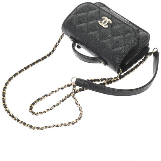 Chanel Matelasse Infinity Mini Black Gold Hardware Grained Calfskin Chain Wallet
