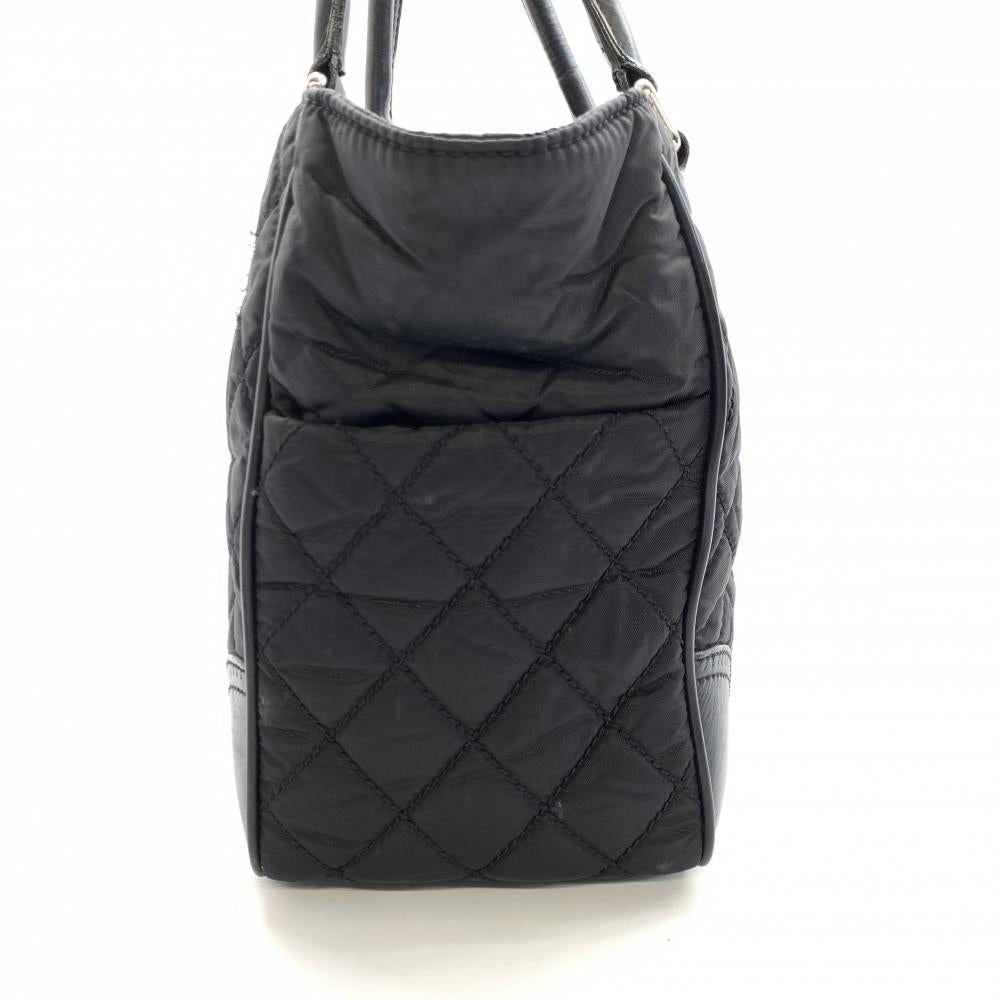Chanel Tote Bag Cocomark Nylon Leather Quilting Black