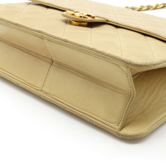 Chanel Matelasse Coco Mark Chain Semi-Shoulder Lambskin Beige Gold