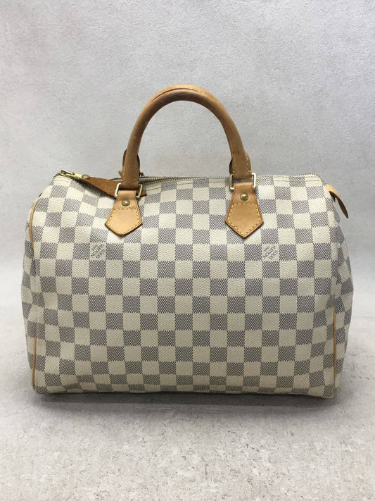 Louis Vuitton Speedy Bandouliere Hand Bag Damier Azur White