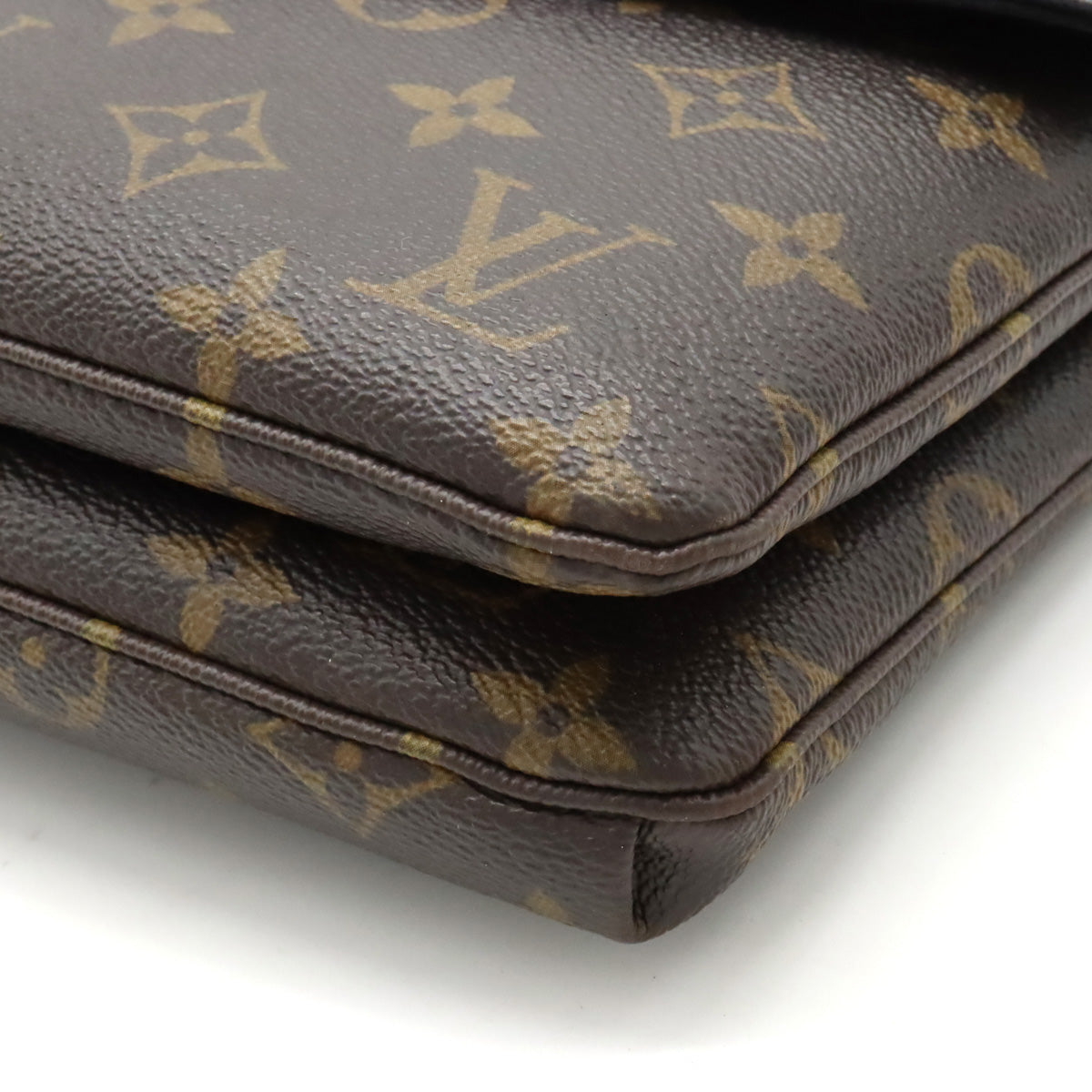 Louis Vuitton Monogram Twice Shoulder Bag Pochette Diagonal Noir Black