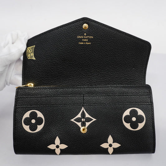 Louis Vuitton Bifold Long Wallet Monogram Implant Portefeuille Sarah Black