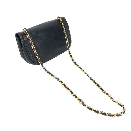 Chanel Coco Mark Chain Hardware Shoulder Bag Black Gold