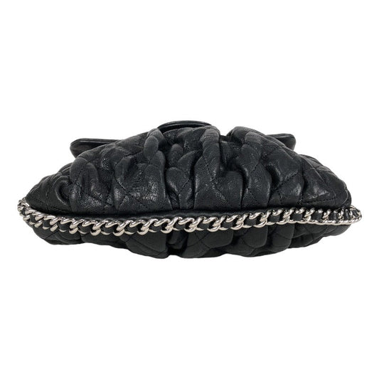 Chanel Chain Shoulder Bag Silver Hardware Black