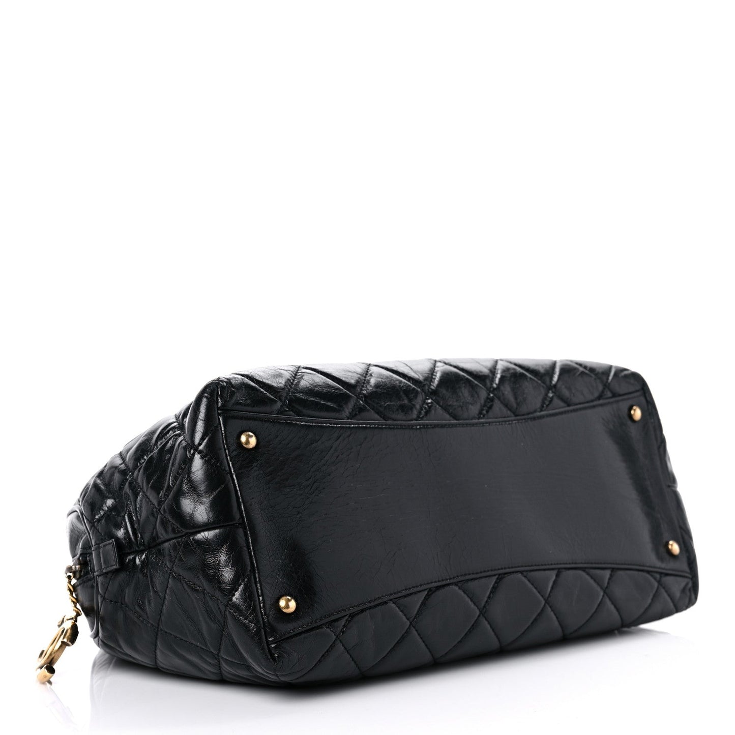 Chanel Glazed Calfskin Castle Rock Bowling Bag Black