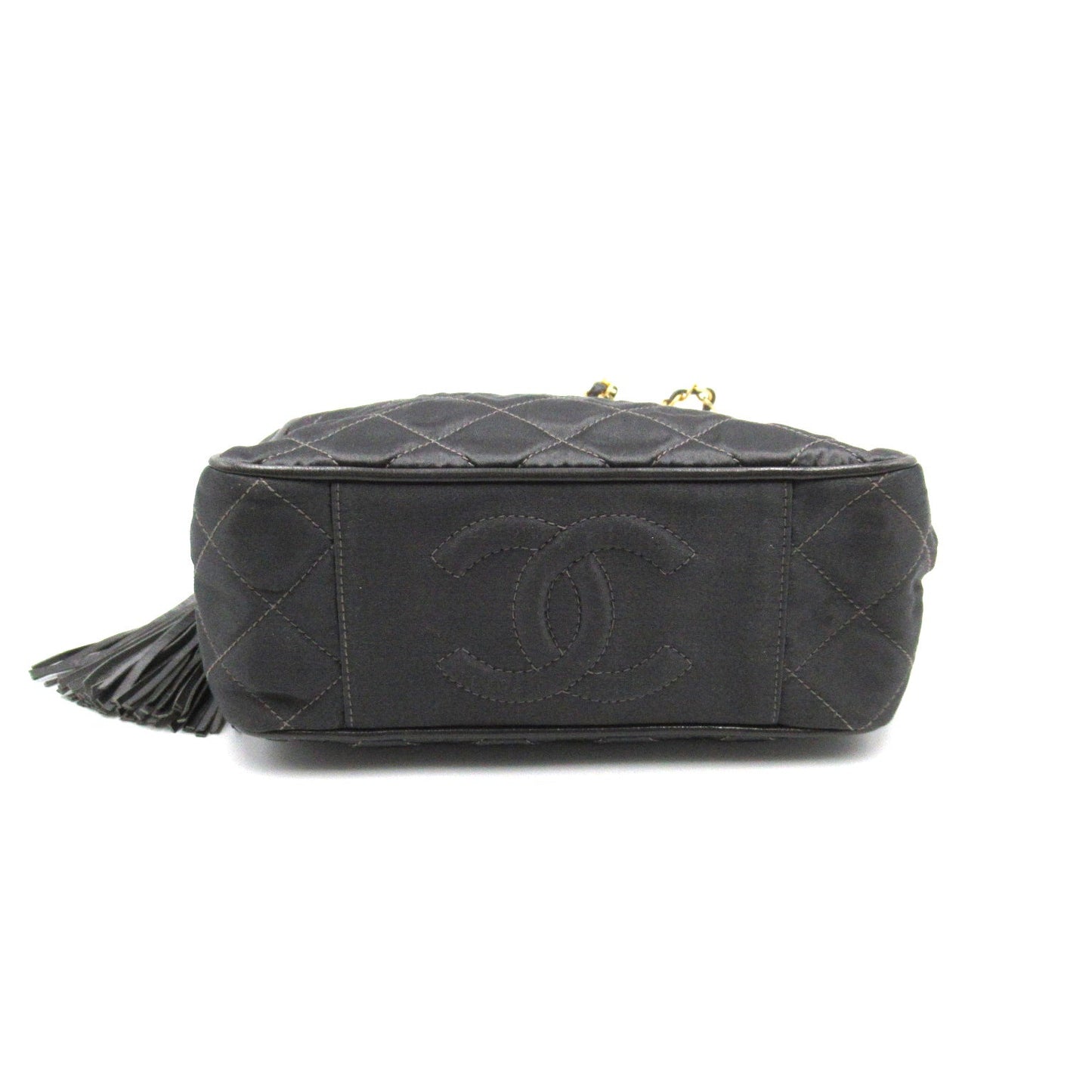 Chanel Chain Shoulder Bag Satin Gray