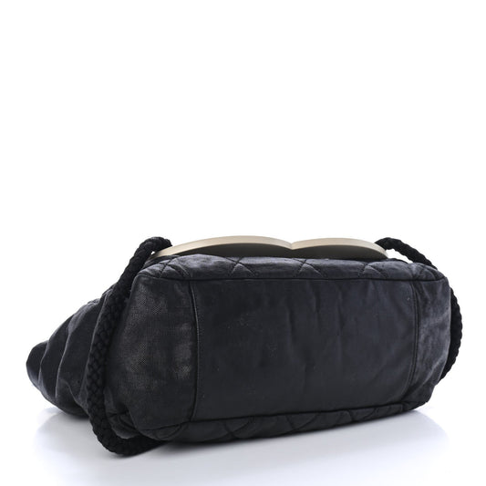 Chanel Coated Canvas Large CC Tote Black White