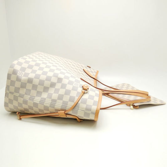 Louis Vuitton Damier Azur Neverfull MM Rose Ballerine Tote Bag