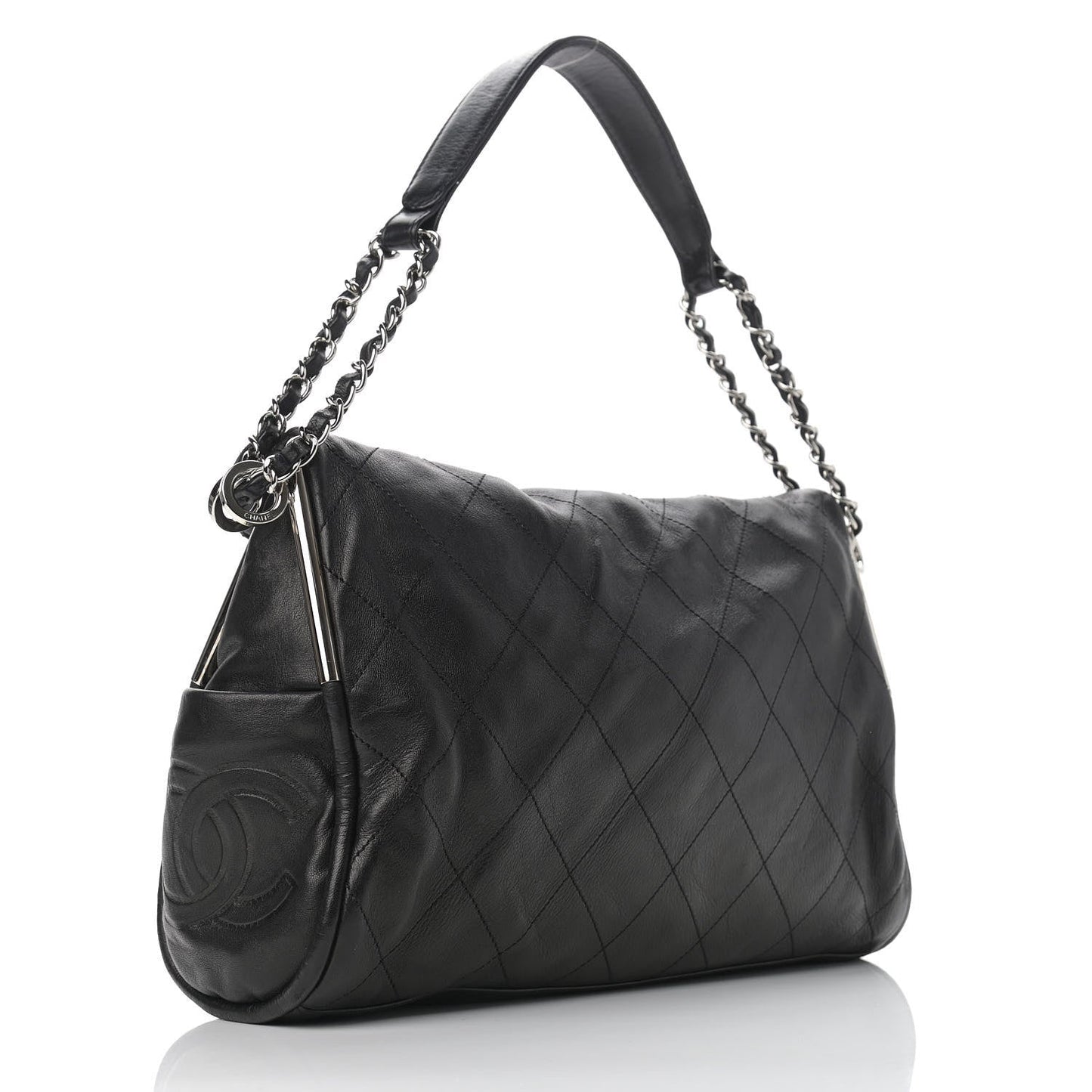 Lambskin Stitched Medium Ultimate Soft Tote Black