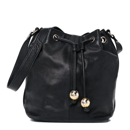 Chanel Caviar Drawstring Shoulder Bag Black