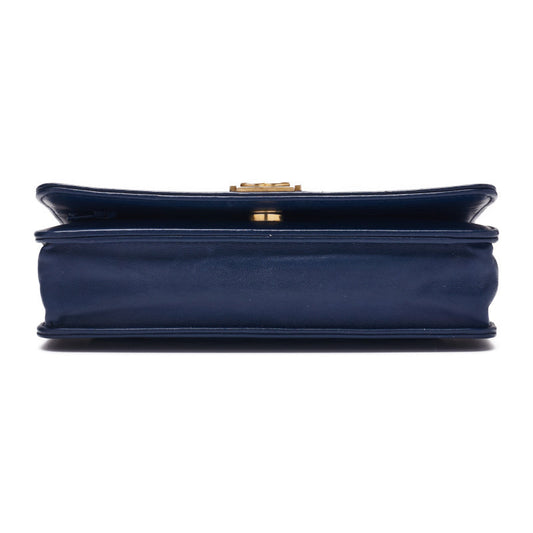 Chanel Matelasse Chain Wallet Lambskin Gold Hardware Shoulder Bag Navy