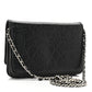 Lambskin Camellia Embossed Wallet on Chain WOC Black
