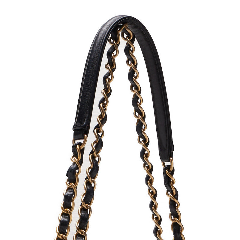 Chanel Chain Calfskin Gold Hardware Mini Shoulder Bag Navy Black