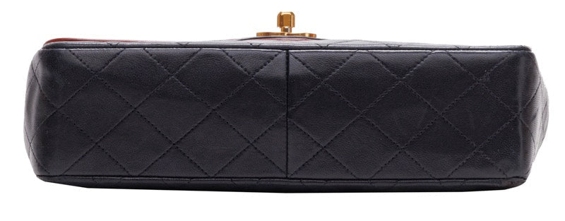 Chanel Matelasse Chain Shoulder Bag Lambskin Black Red
