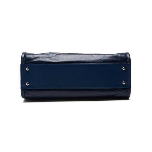 Chanel Deauville Double Chain Calf Navy Tote Bag