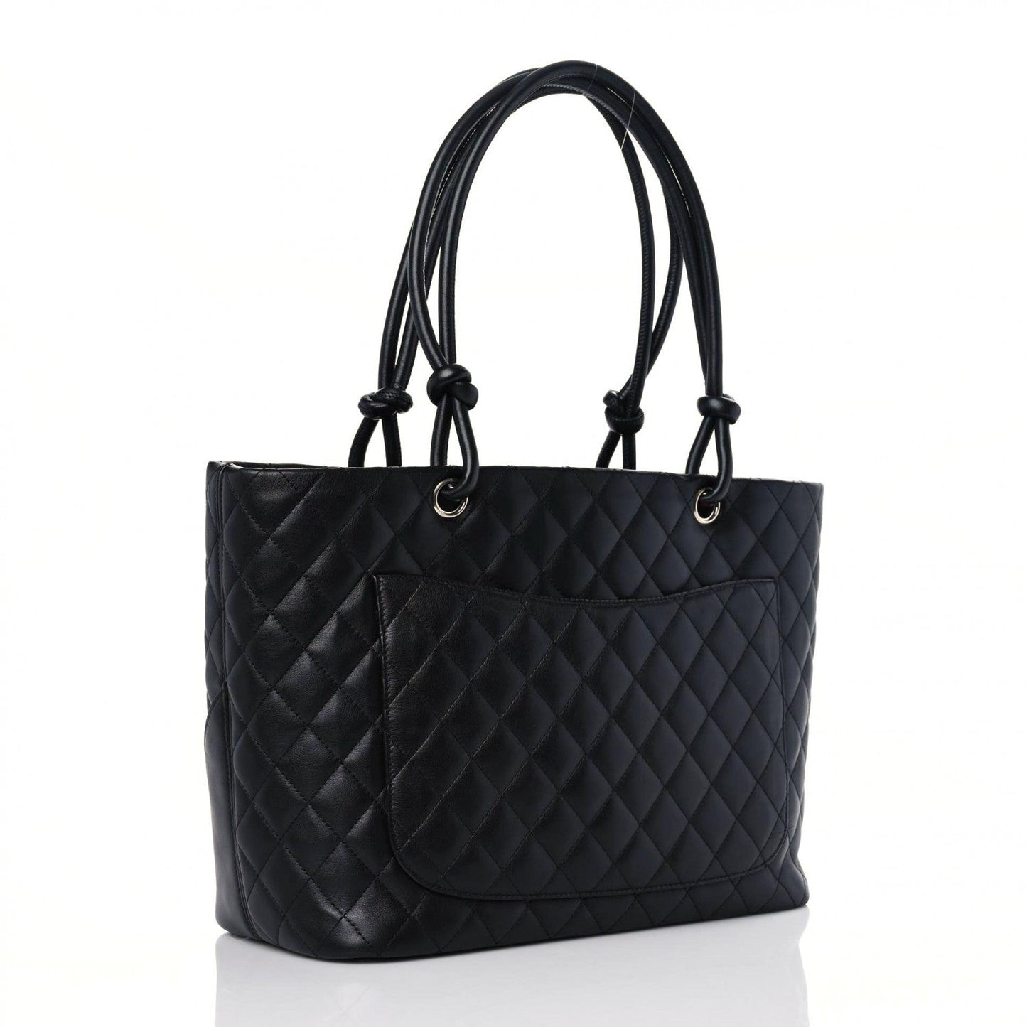 Calfskin Quilted Large Cambon Tote Black White
